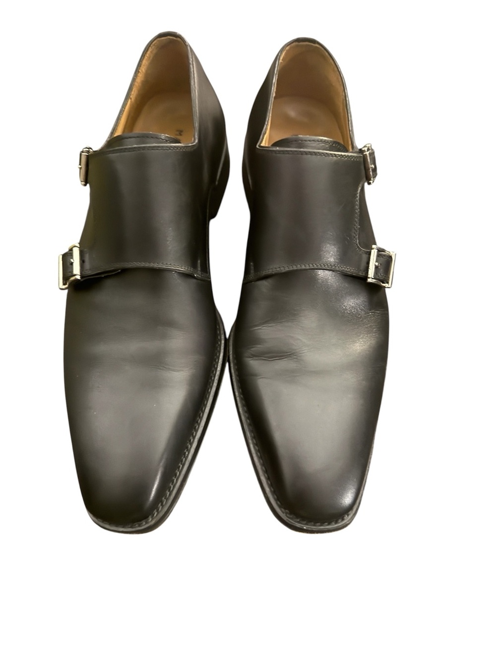 Magnanni Black Double Monk Strap Leather Shoes